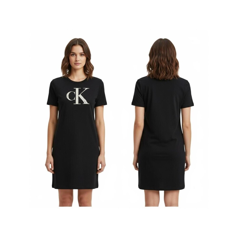 Calvin Klein T-Shirt Dress Casual Logo Graphic Black Dress Size S